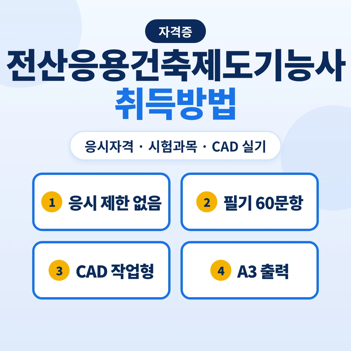 전산응용건축제도기능사 취득방법: 응시자격·시험과목·CAD 실기·출력 주의점