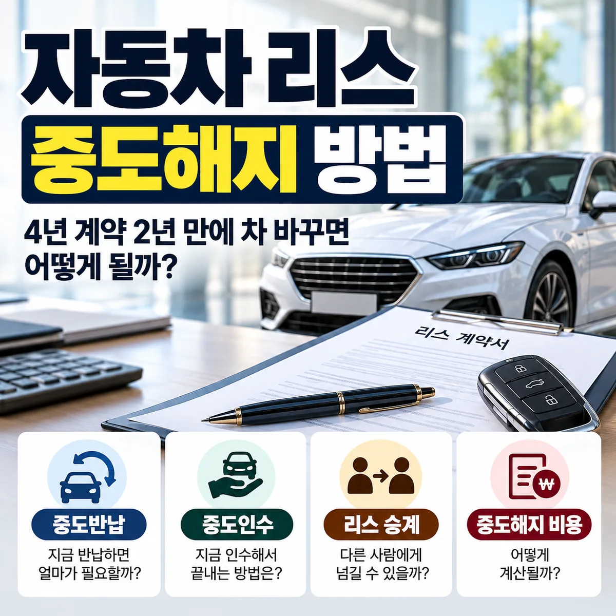 자동차 리스 중도해지 방법 중도반납 중도인수 리스 승계 비용 안내
