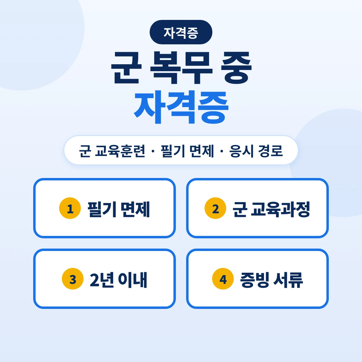 군 복무 중 자격증: 군 교육훈련 이수자 필기 면제와 응시 경로