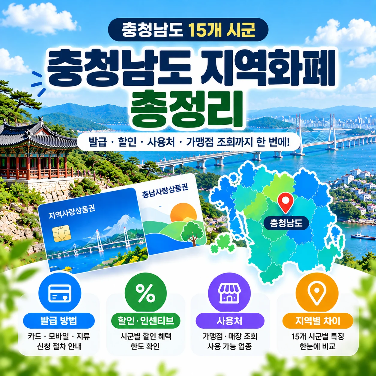 충청남도 지역화폐 총정리 15개 시군별 발급 할인 사용처 안내