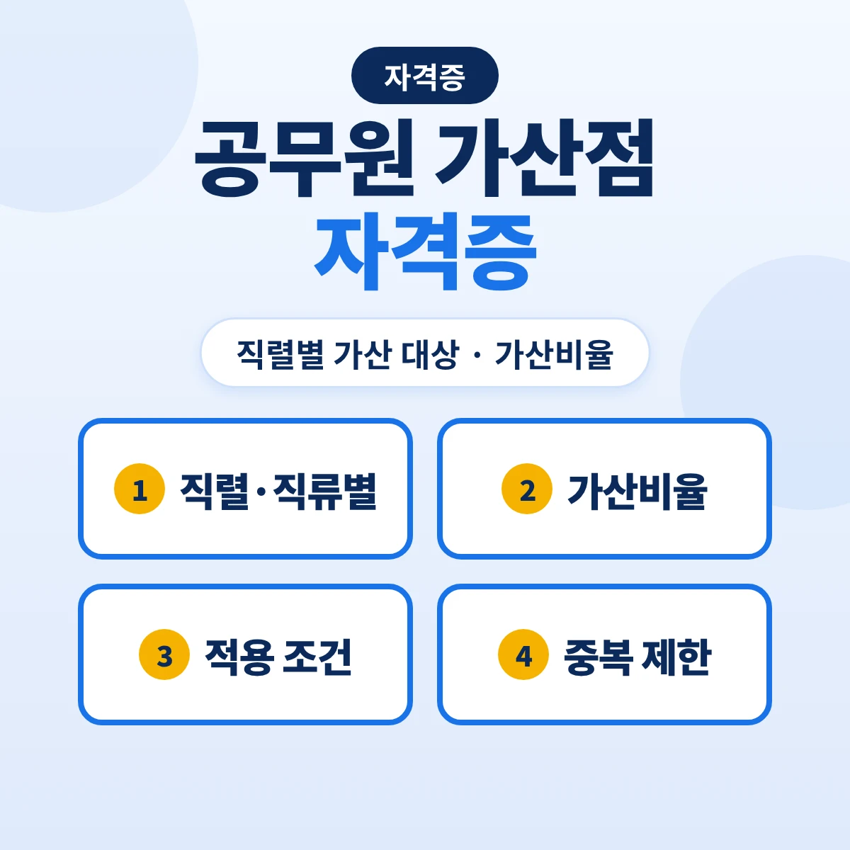 공무원 가산점 자격증: 직렬별 가산 대상·가산비율과 적용 조건