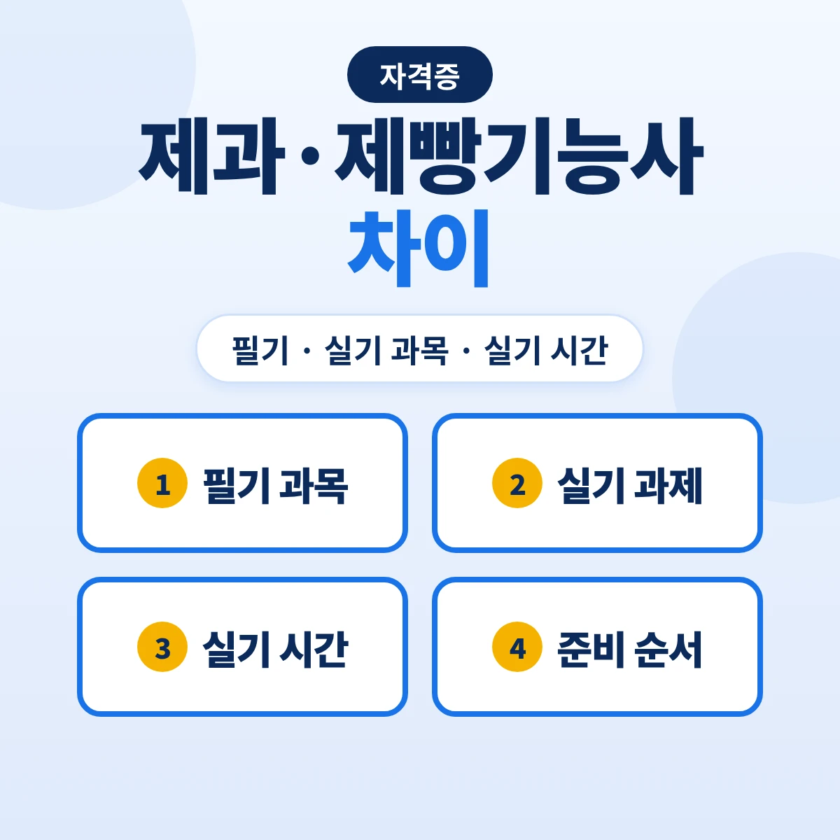 제과기능사 제빵기능사 차이: 필기·실기 과목, 실기 시간, 함께 준비하는 순서