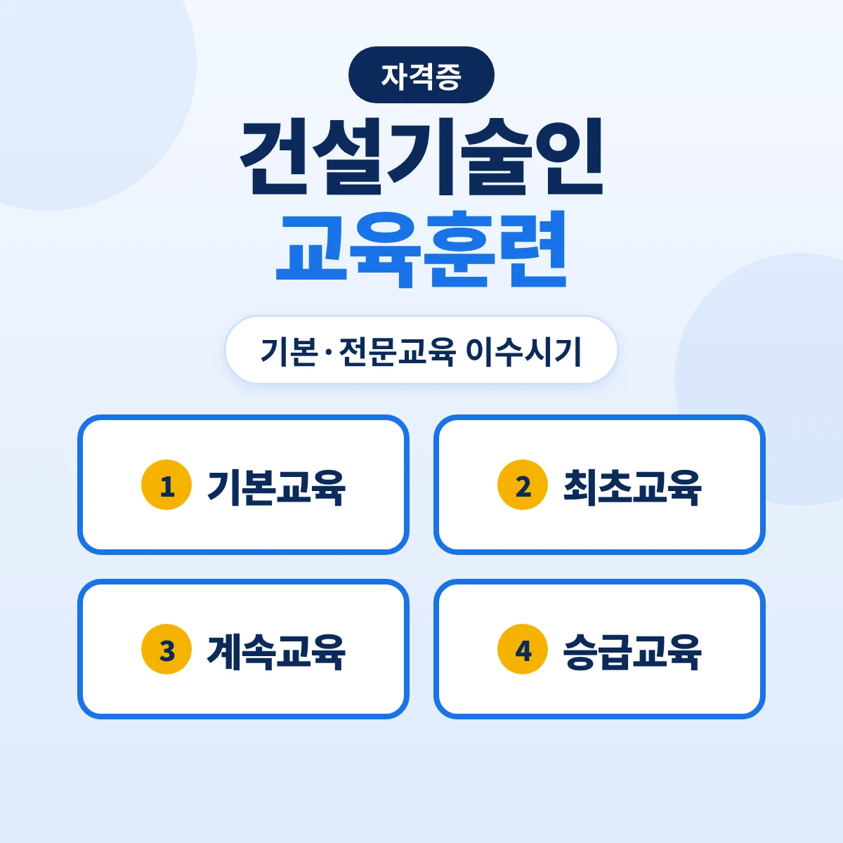 건설기술인 교육훈련 기준: 기본교육 35시간·최초·계속·승급교육 이수시기와 면제·연기·미이수 과태료