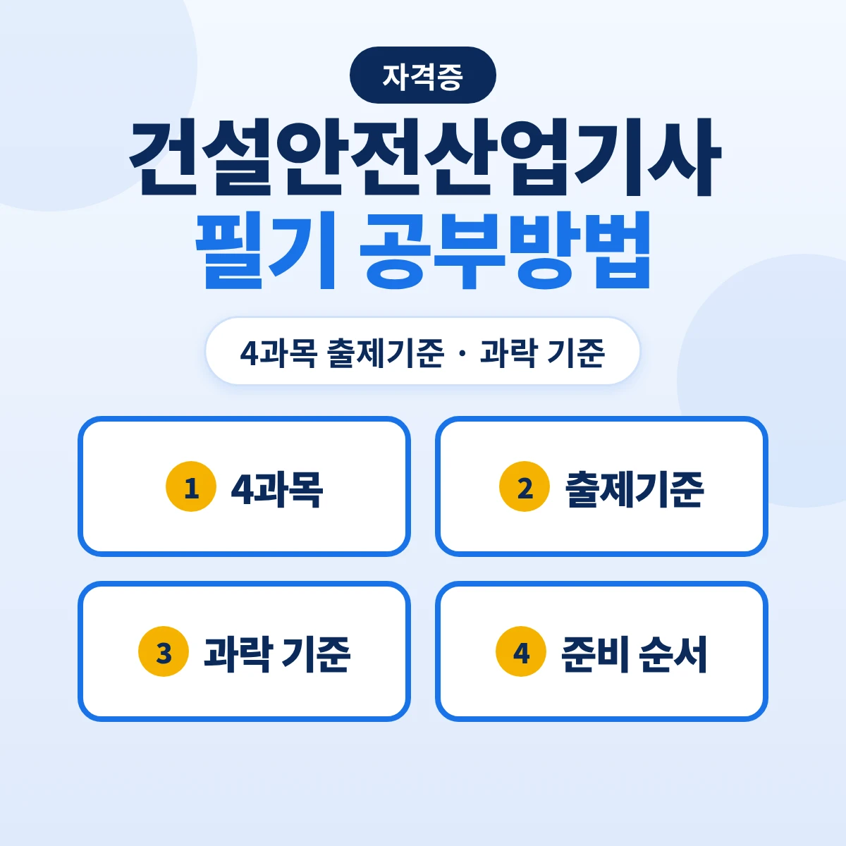 건설안전산업기사 필기 공부방법: 4과목 출제기준 27개 주요항목·과락 기준과 준비 순서