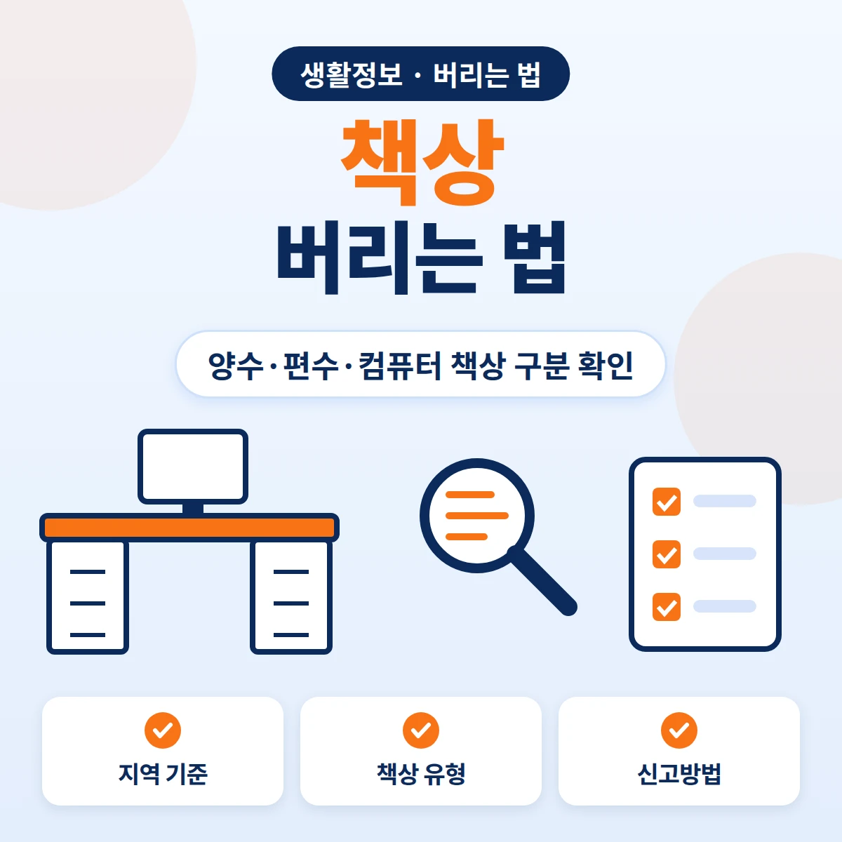 책상 버리는 법, 양수·편수·컴퓨터 책상 등 지역별 대형폐기물 구분을 확인하고 신고하는 방법 안내 이미지
