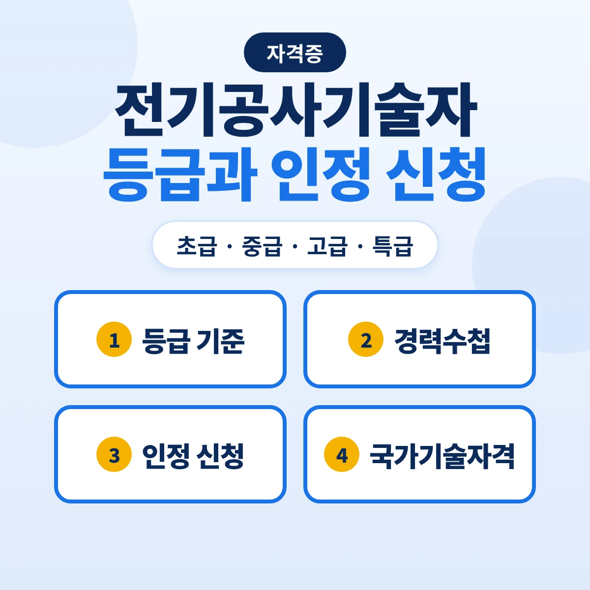 전기공사기술자 등급과 인정 신청: 초급·중급·고급·특급 기준과 경력수첩