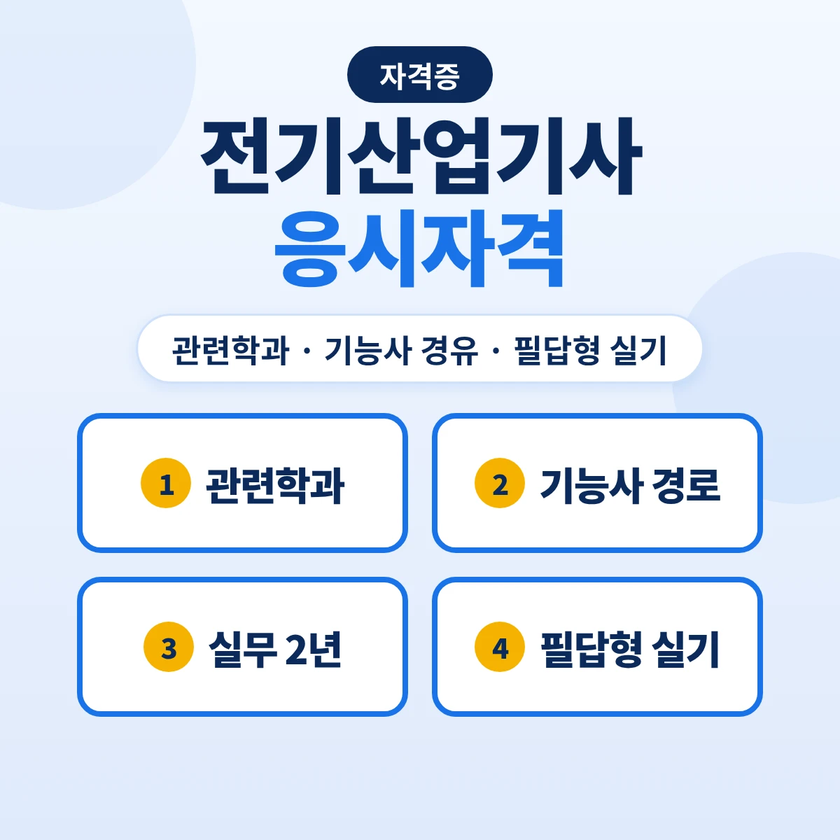 전기산업기사 응시자격: 관련학과·전기기능사 경유·실무 2년 경로와 필답형 실기