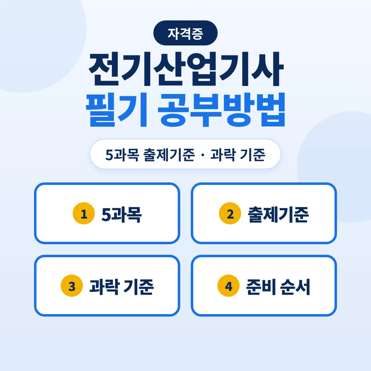 전기산업기사 필기 공부방법: 5과목 출제기준 36개 주요항목·과락 기준과 준비 순서