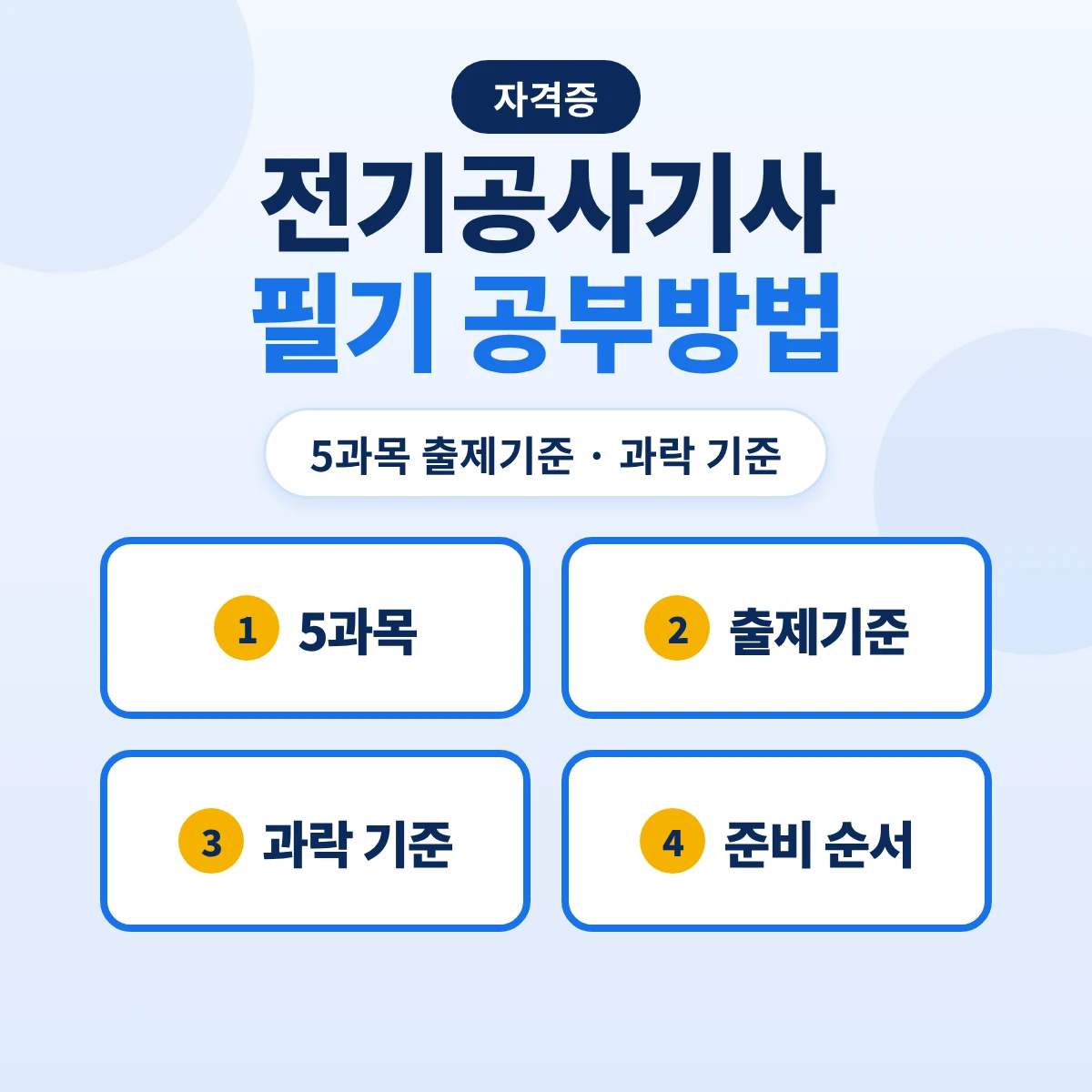 전기공사기사 필기 공부방법: 5과목 출제기준 23개 주요항목·과락 기준과 준비 순서