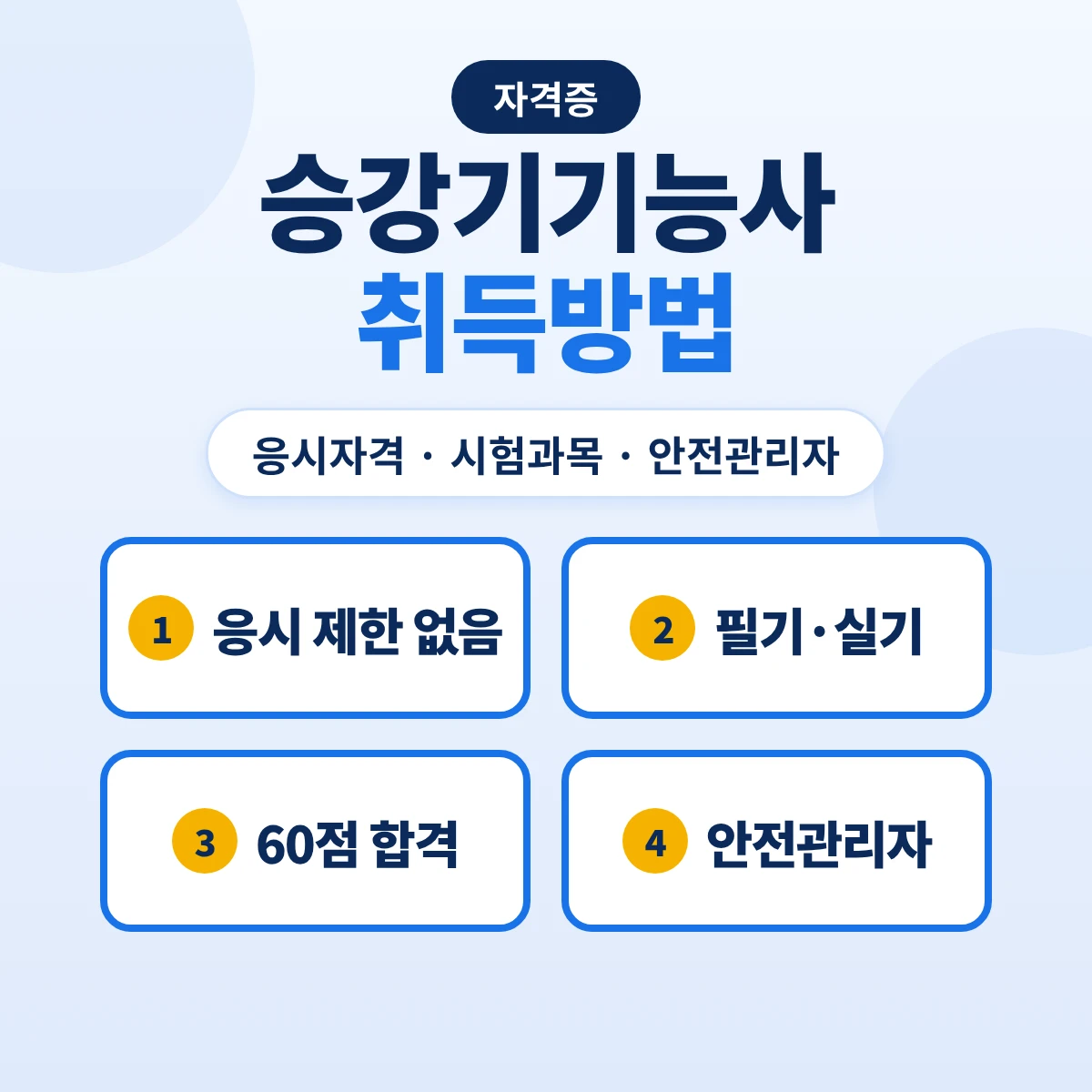 승강기기능사 취득방법: 응시자격·시험과목·실기·승강기 안전관리자 자격