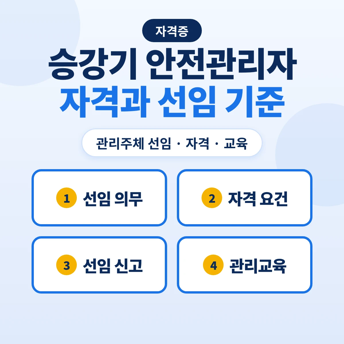 승강기 안전관리자 자격과 선임 기준: 관리주체 선임 의무·자격요건·30일 통보·승강기관리교육