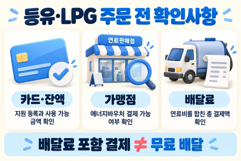 등유 LPG 주문 전 확인사항