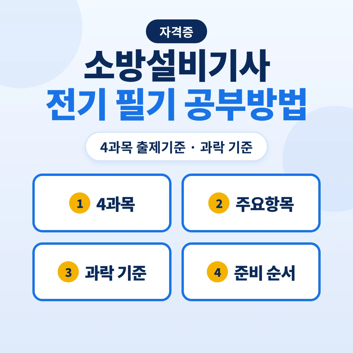 소방설비기사 전기 필기 공부방법: 4과목 출제기준 14개 주요항목·과락 기준과 준비 순서