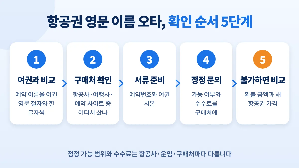 항공권 영문 이름 오타를 정정할 때 확인하는 5단계 순서