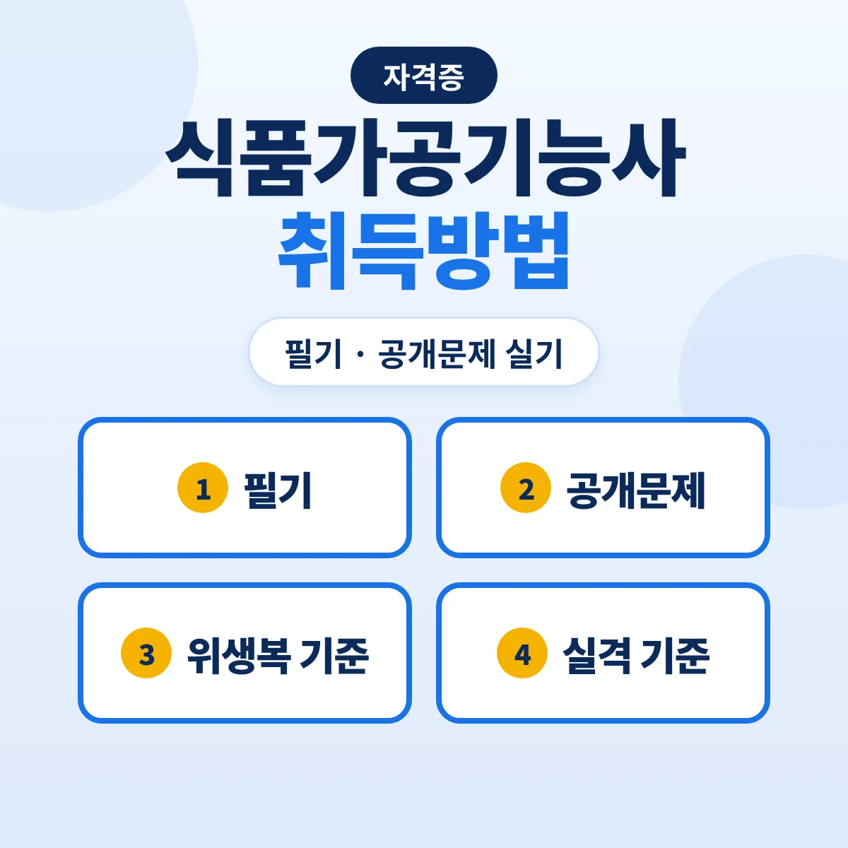 식품가공기능사 취득방법: 응시자격·필기 60문항·우유 품질 검사·두부 제조 공개문제와 위생복 실격 기준