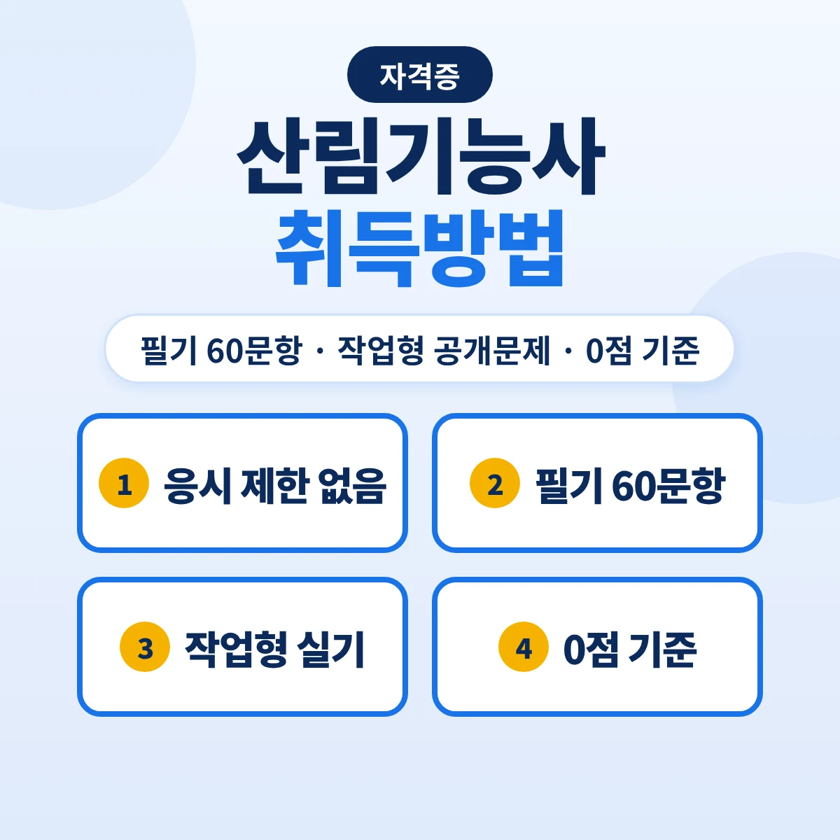 산림기능사 취득방법: 응시자격·필기 60문항·작업형 실기 공개문제와 0점 기준