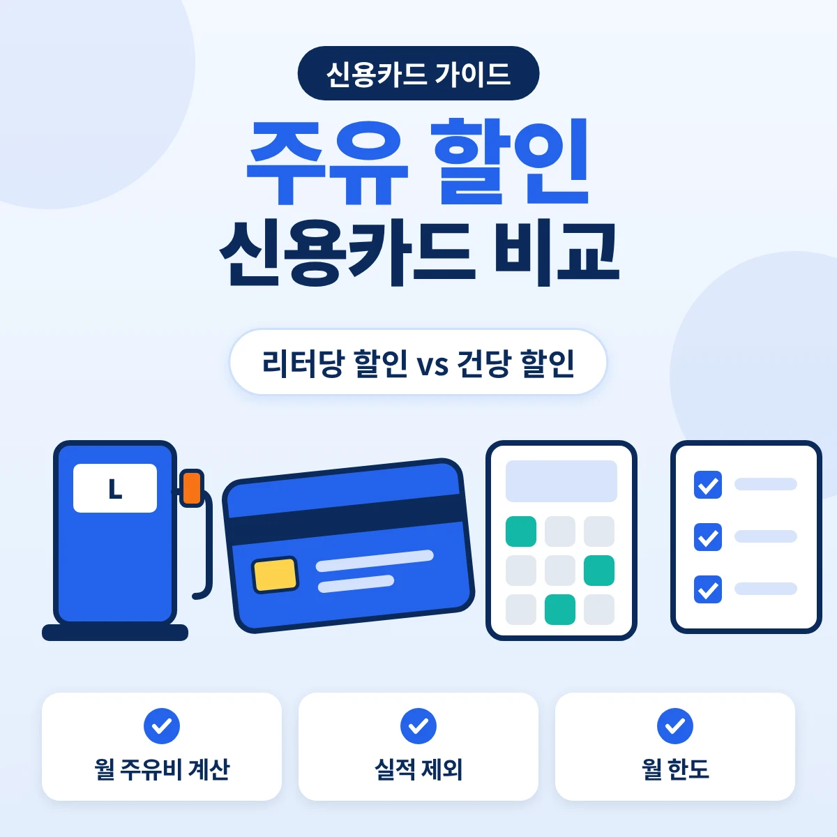 주유 할인 신용카드 리터당 할인과 건당 정액 할인 방식 비교