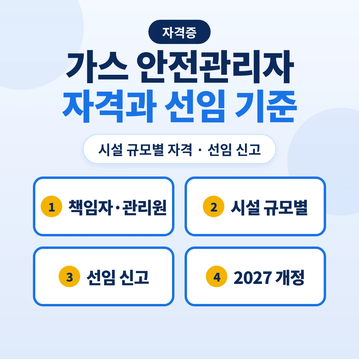 가스 안전관리자 자격과 선임 기준: 고압가스 총괄자·책임자·안전관리원, 시설 규모별 자격과 선임 신고
