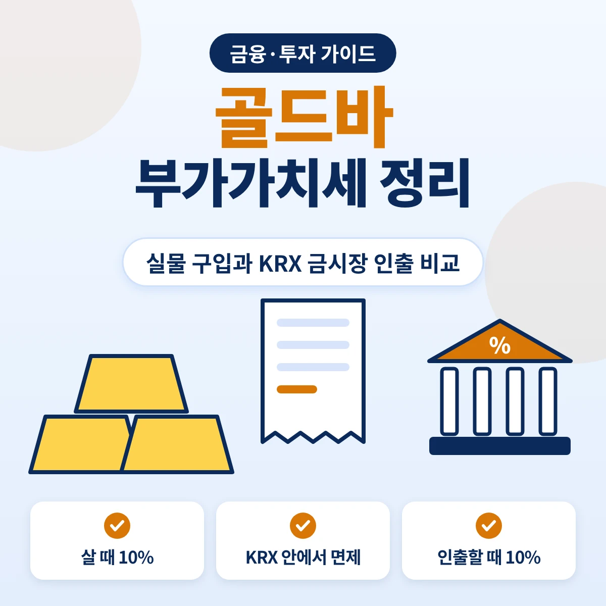 골드바 구입 시 부가가치세와 KRX 금시장 인출 시 부가가치세 비교