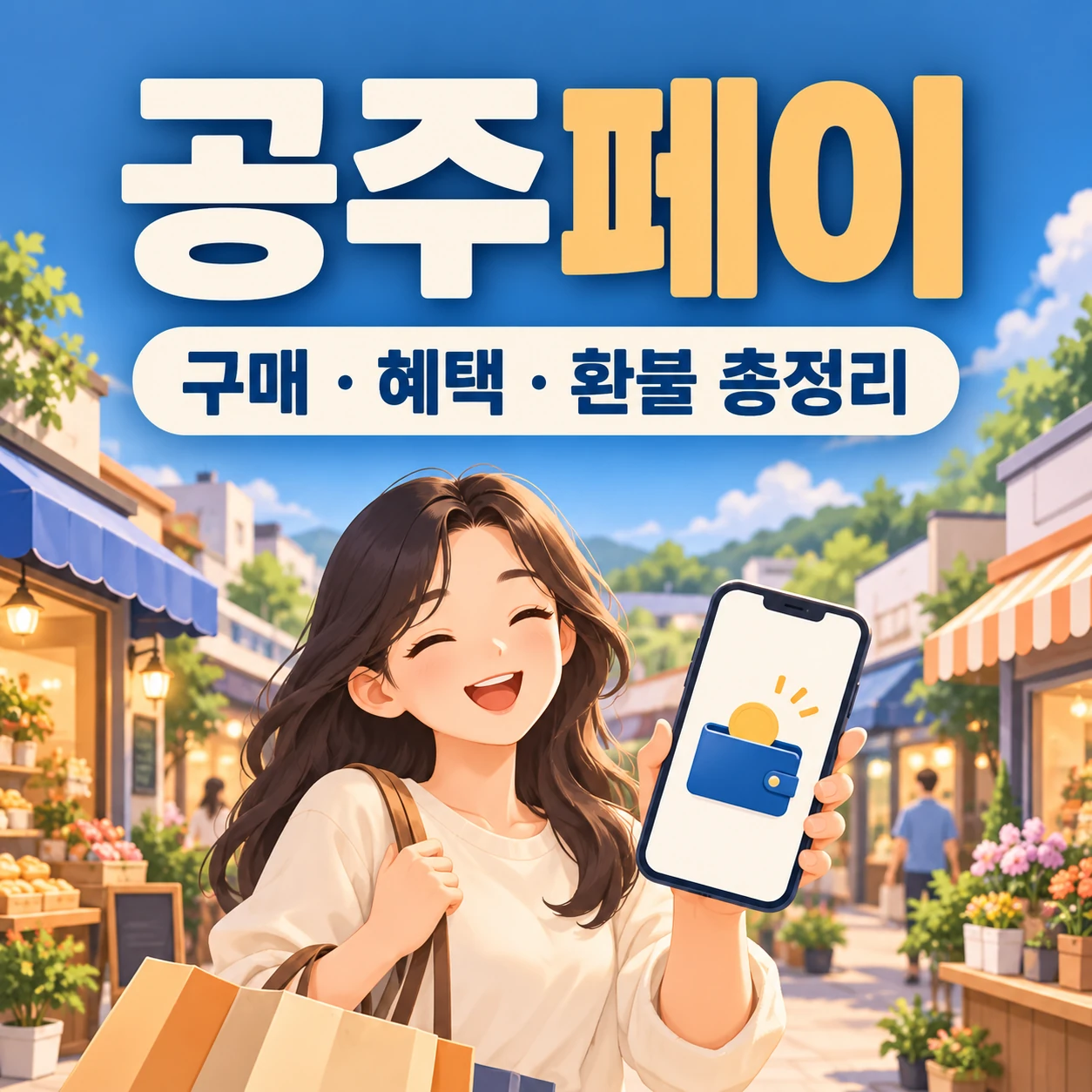 공주페이 구매·혜택·환불 안내 일러스트
