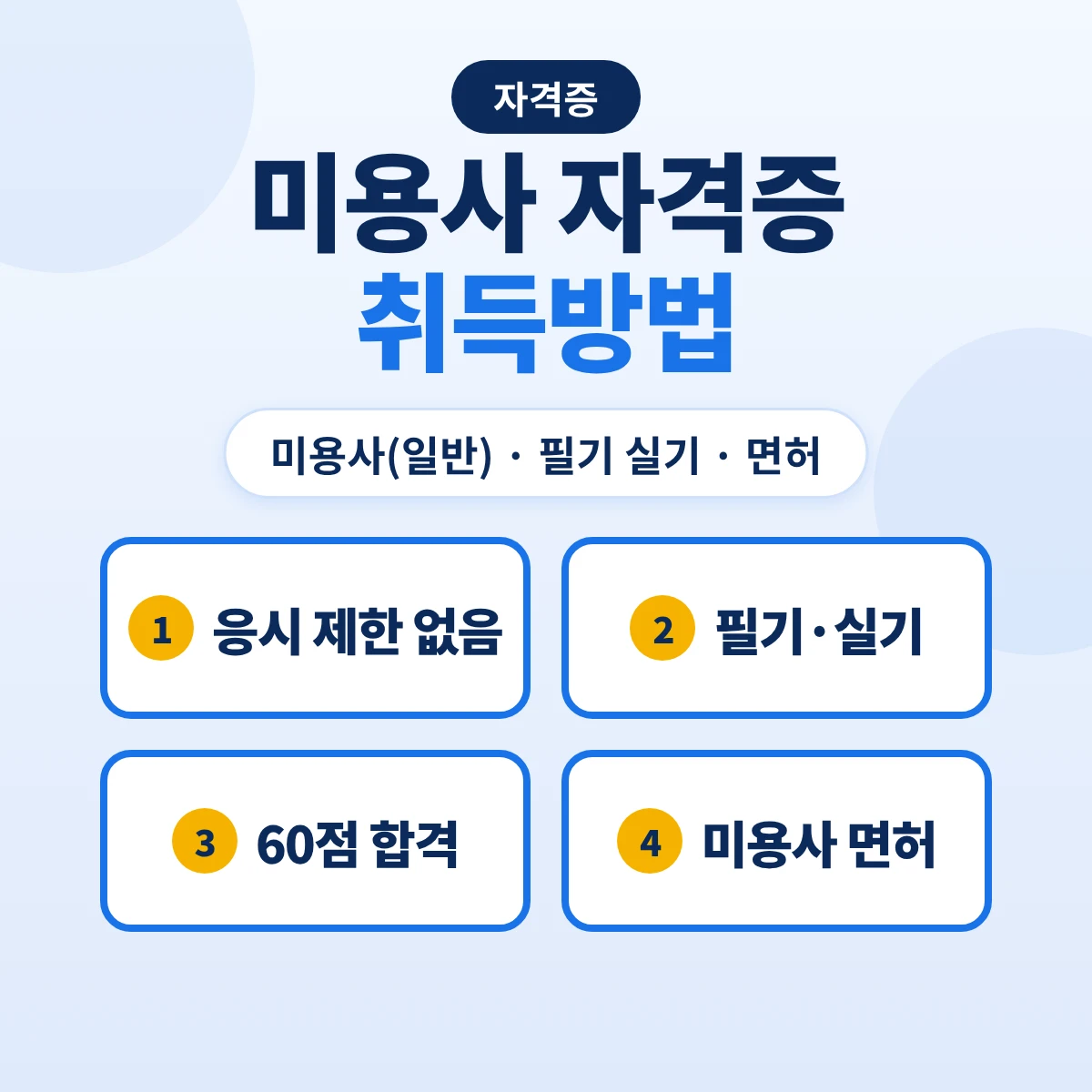 미용사 자격증 취득방법: 미용사(일반) 응시자격·필기 실기·합격기준·면허