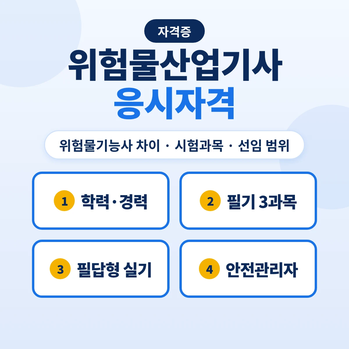 위험물산업기사 응시자격: 위험물기능사와 차이·시험과목·위험물안전관리자 선임 범위