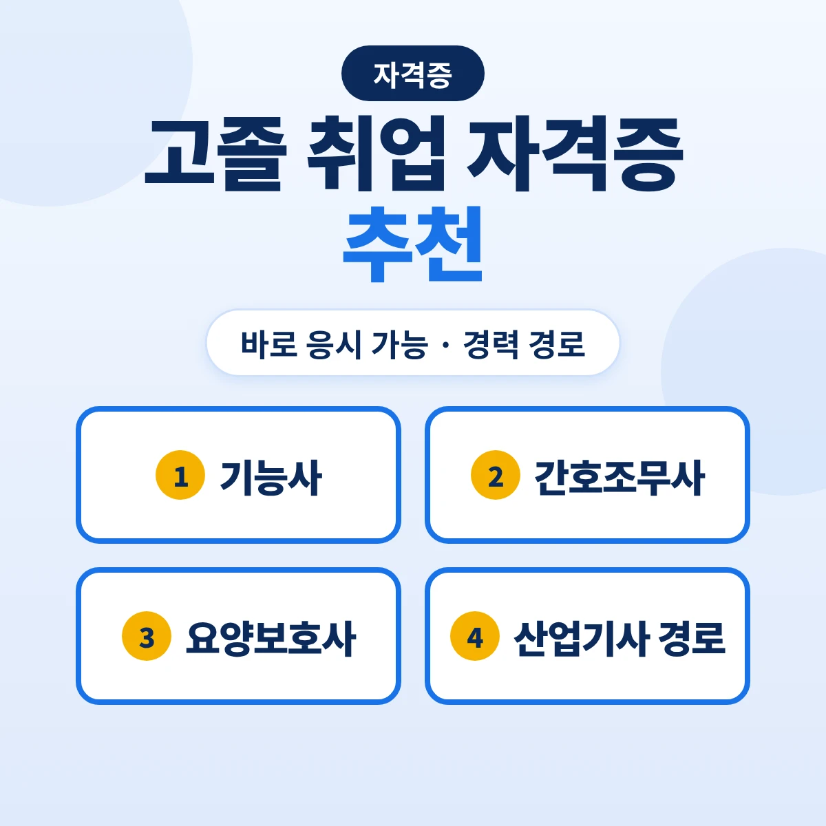 고졸 취업 자격증 추천: 바로 응시 가능한 자격과 산업기사·기사 경력 경로