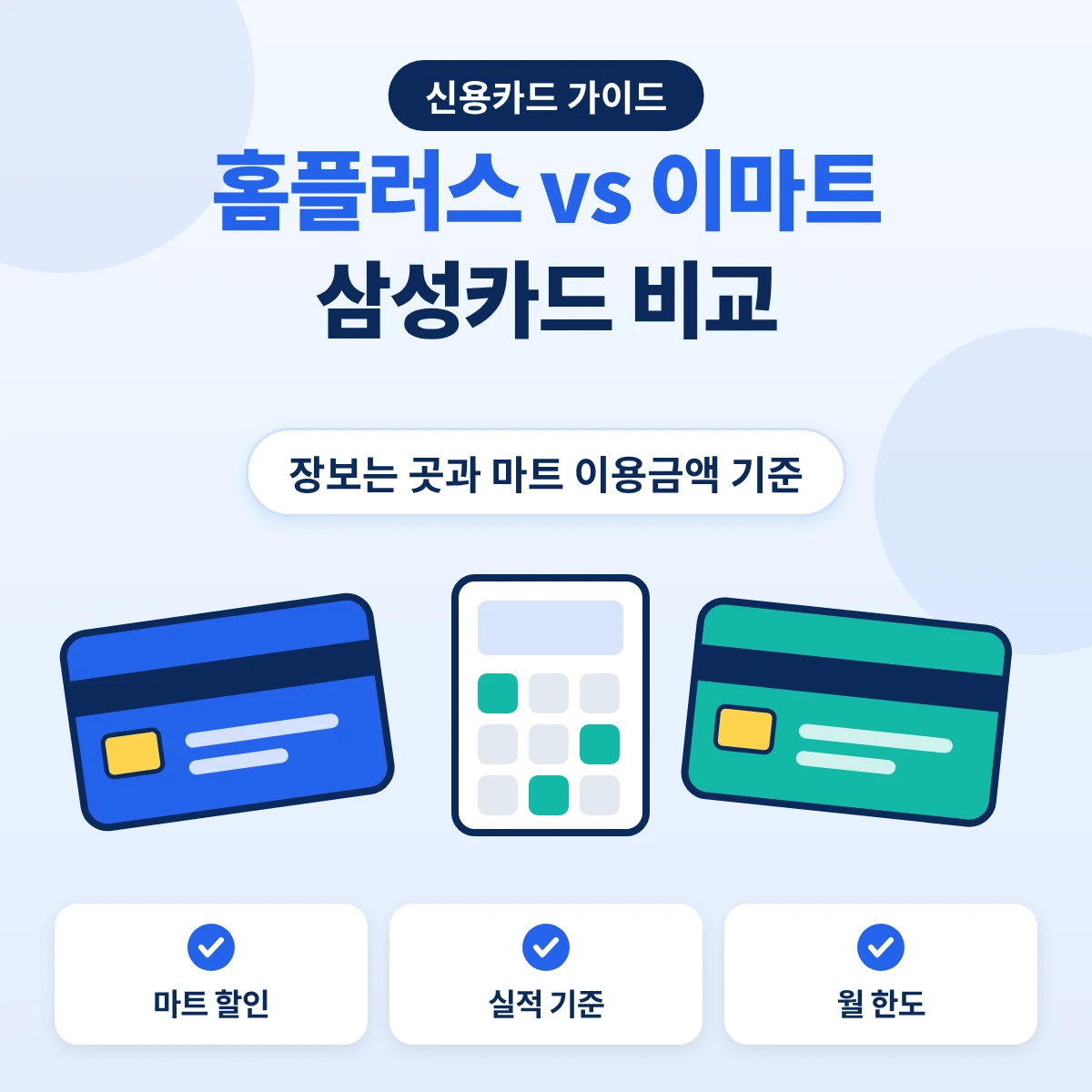 홈플러스 삼성카드 이마트 삼성카드 비교 실적 기준과 할인 방식