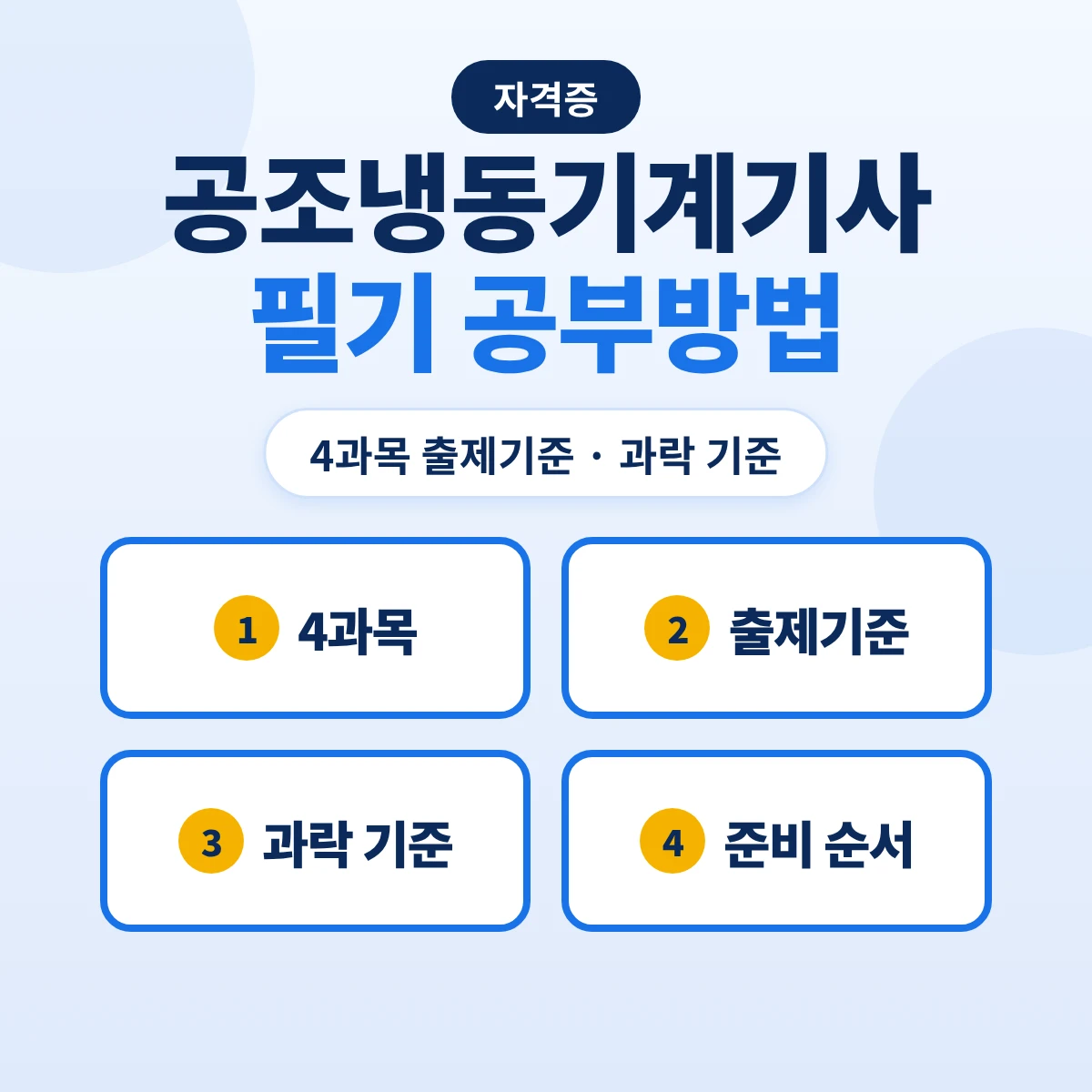 공조냉동기계기사 필기 공부방법: 4과목 출제기준 32개 주요항목·과락 기준과 준비 순서