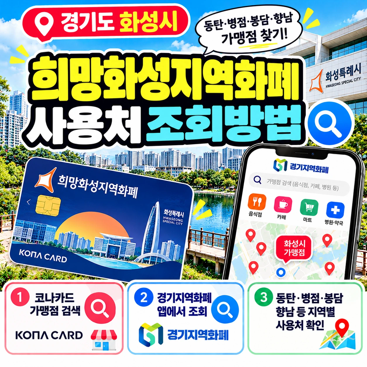 희망화성지역화폐 사용처 조회 동탄 병점 봉담 향남 가맹점 찾기