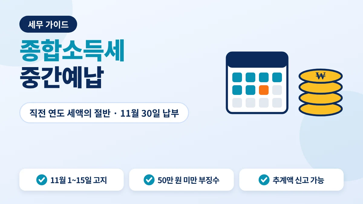 종합소득세 중간예납 고지와 납부 안내 이미지