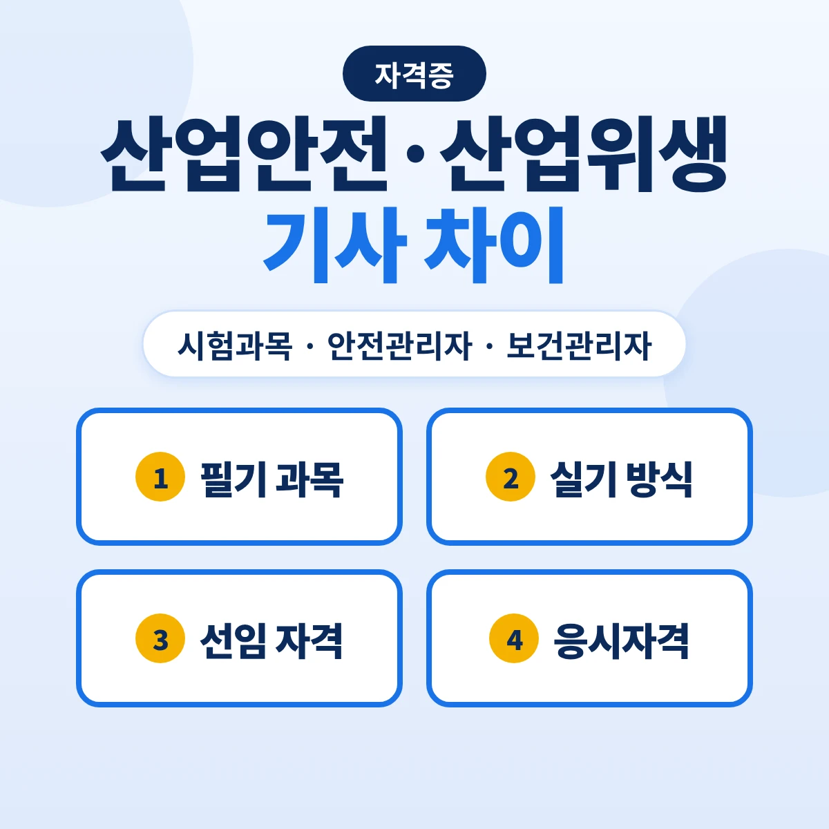 산업안전기사 산업위생관리기사 차이: 시험과목·안전관리자와 보건관리자 자격 비교