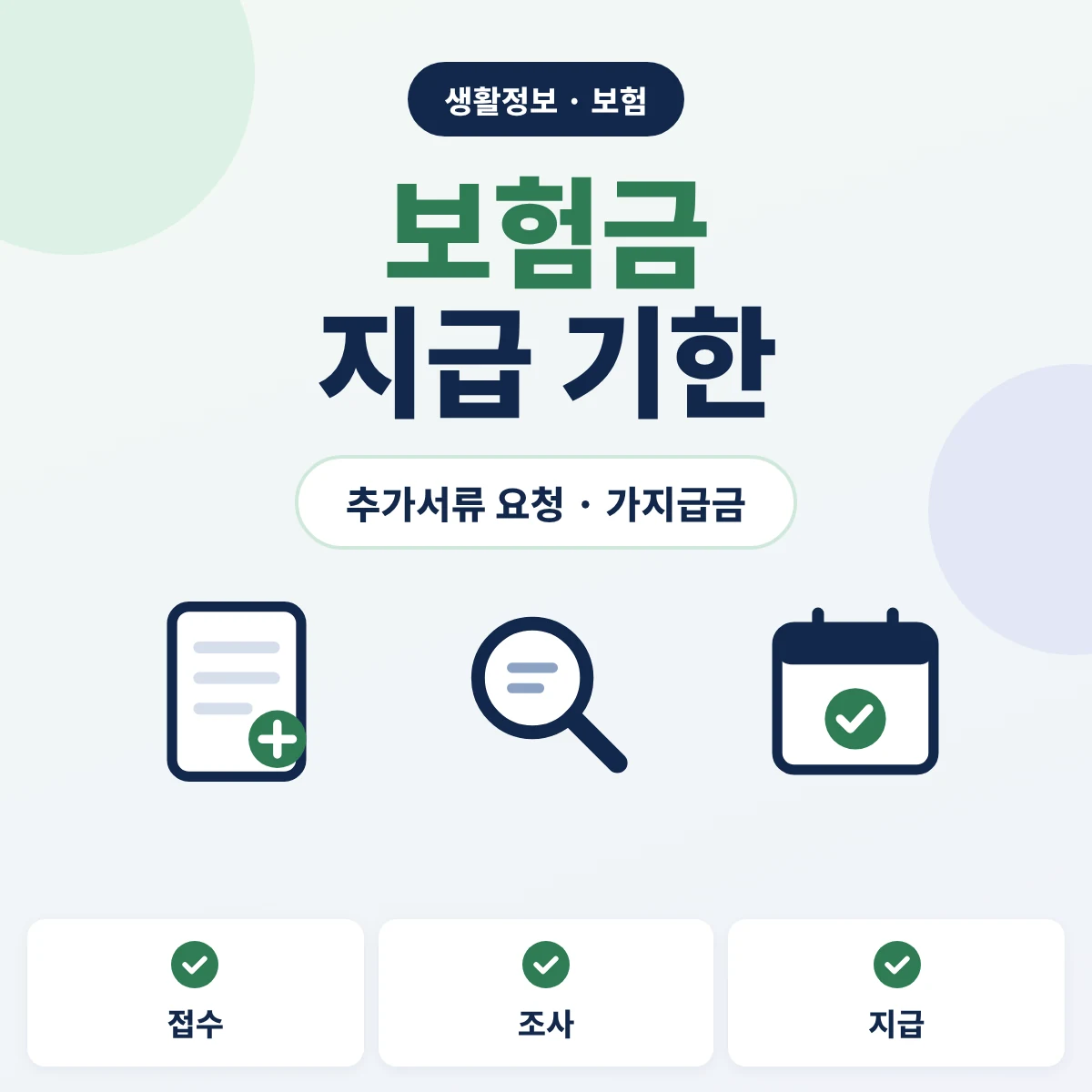 보험금 지급 기한 추가서류 요청 가지급금 안내