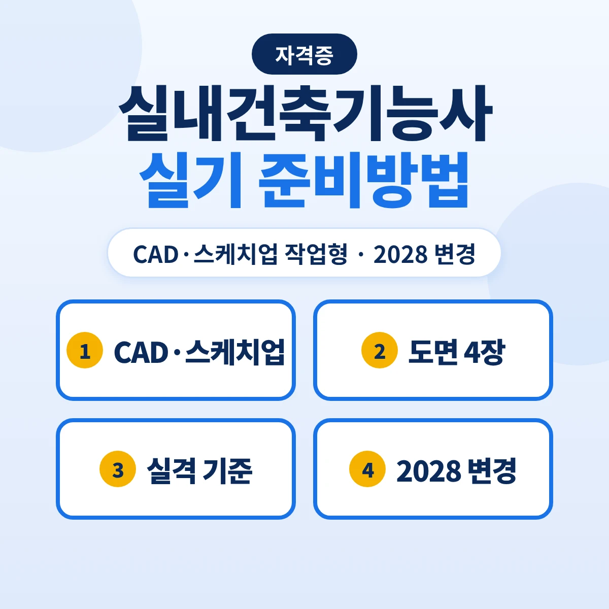 실내건축기능사 실기 준비방법: CAD·스케치업 작업형 도면 4장·실격 기준과 2028 변경