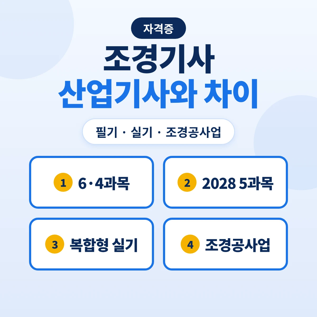 조경기사 조경산업기사 차이: 필기 6과목과 4과목·2028 기사 과목 변경 예정·조경공사업 기술인력 비교