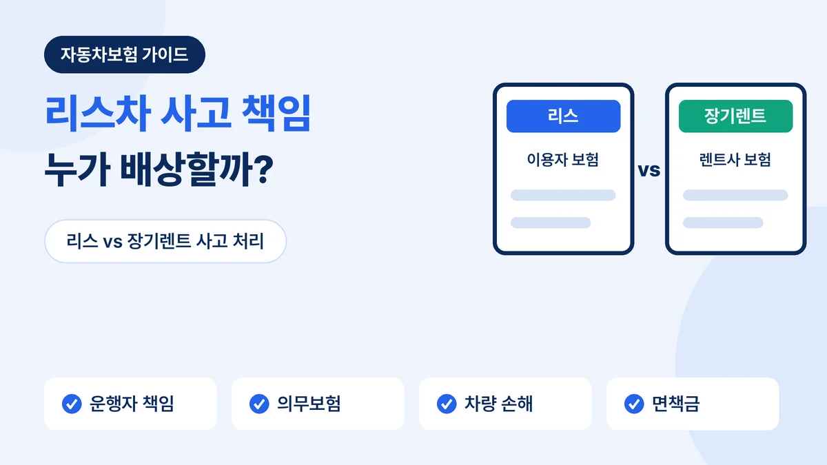 리스차 사고 책임: 리스는 이용자 보험, 장기렌트는 렌트사 보험으로 처리하는 차이