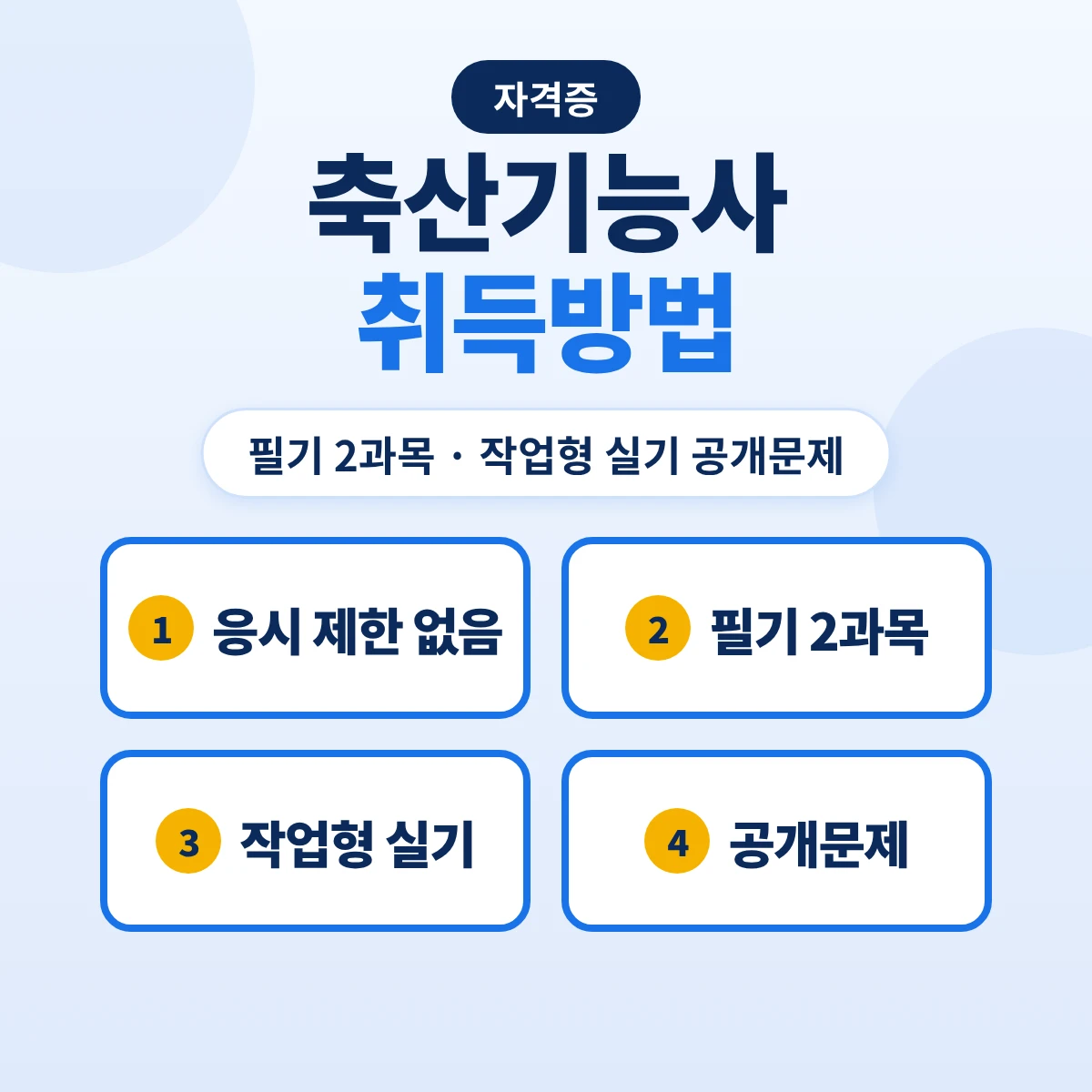 축산기능사 취득방법: 응시자격·필기 2과목·작업형 실기 공개문제와 합격 기준