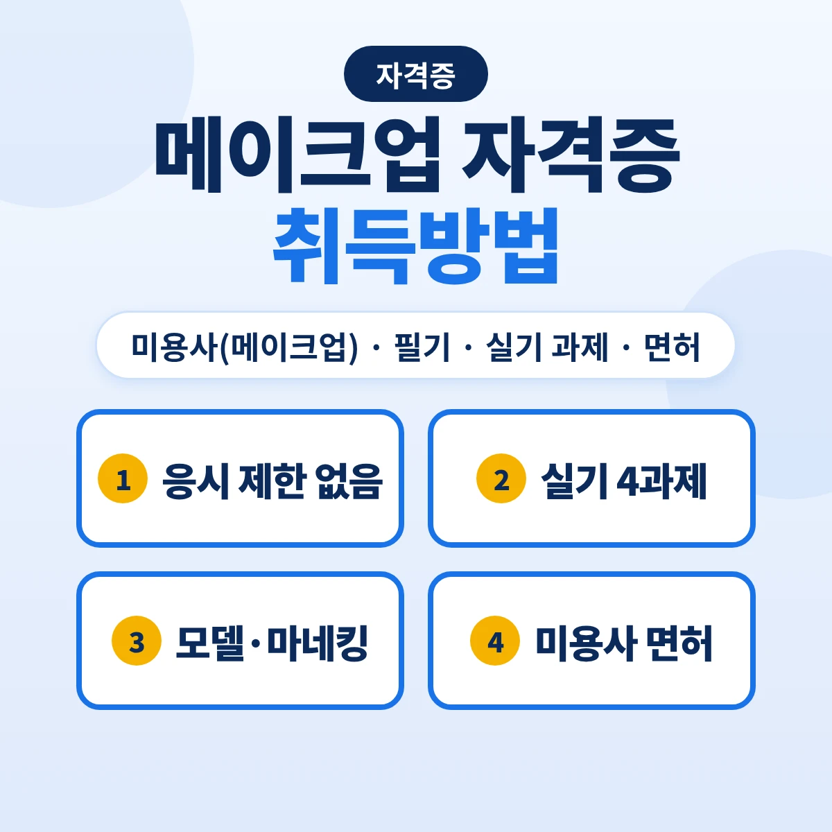 메이크업 자격증 취득방법: 미용사(메이크업) 필기·실기 과제·면허 업무범위