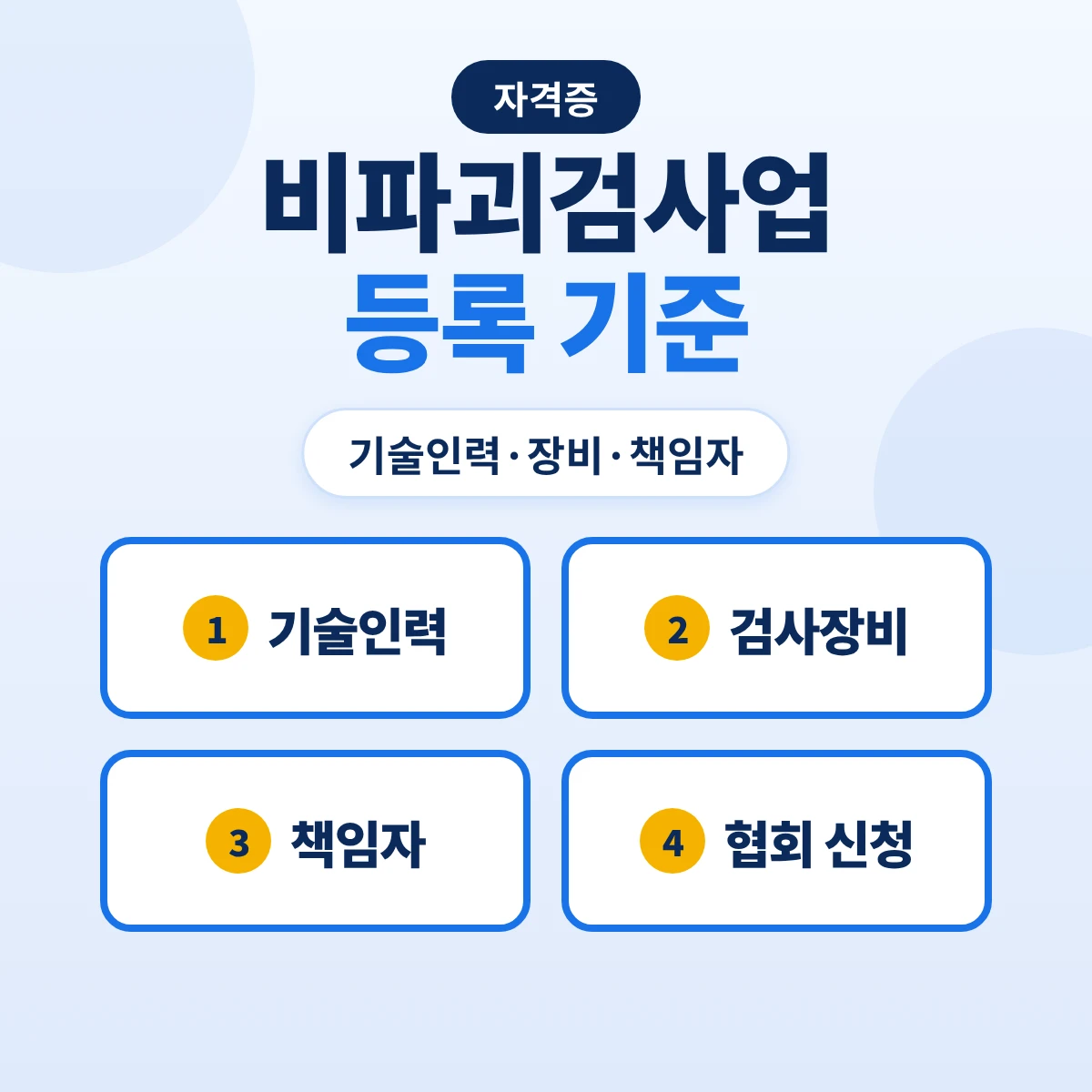 비파괴검사업 등록 기준: 기술인력·검사방법별 장비·검사자와 책임자 자격·협회 등록 서류