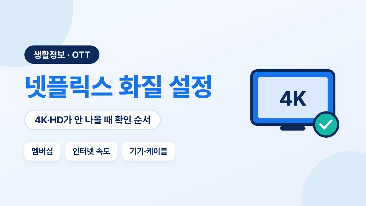 넷플릭스 화질 설정과 4K가 안 나올 때 확인 순서: 멤버십, 인터넷 속도, 기기와 케이블