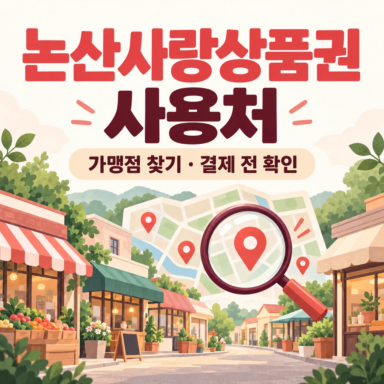 논산사랑상품권 사용처 가맹점 조회 안내 일러스트