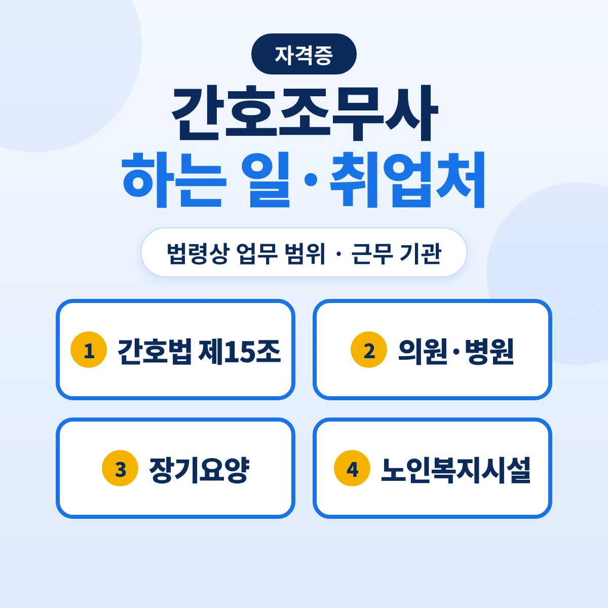 간호조무사 하는 일과 취업처: 법령상 업무 범위·근무 기관