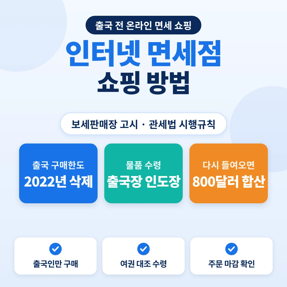 인터넷 면세점 쇼핑 방법: 출국 구매한도 2022년 삭제, 출국장 인도장 수령, 다시 들여오면 800달러 합산