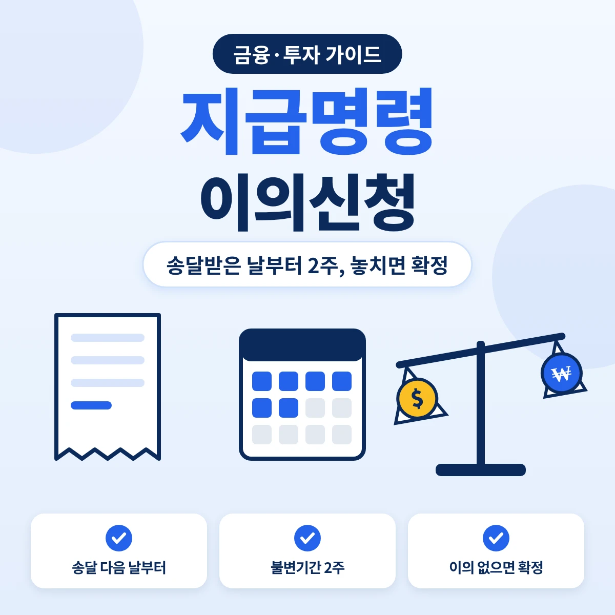 지급명령 이의신청 요약, 송달받은 다음 날부터 2주 불변기간과 이의하지 않으면 확정판결과 같은 효력