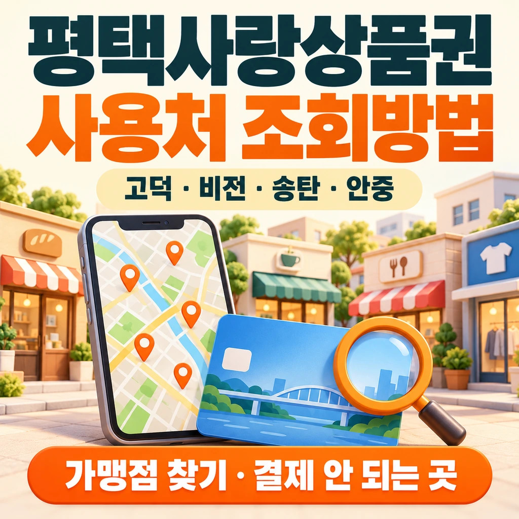 평택사랑상품권 사용처 조회방법과 고덕·비전·송탄·안중 가맹점 찾기