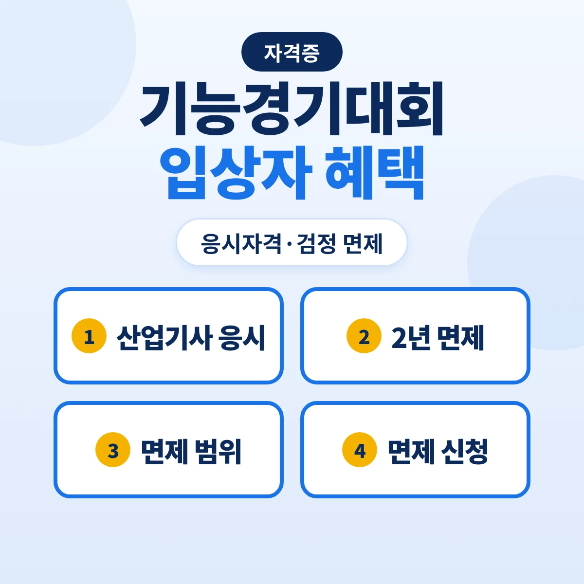 기능경기대회 입상자 혜택: 산업기사 응시자격·입상일부터 2년 검정 면제 범위와 면제 신청