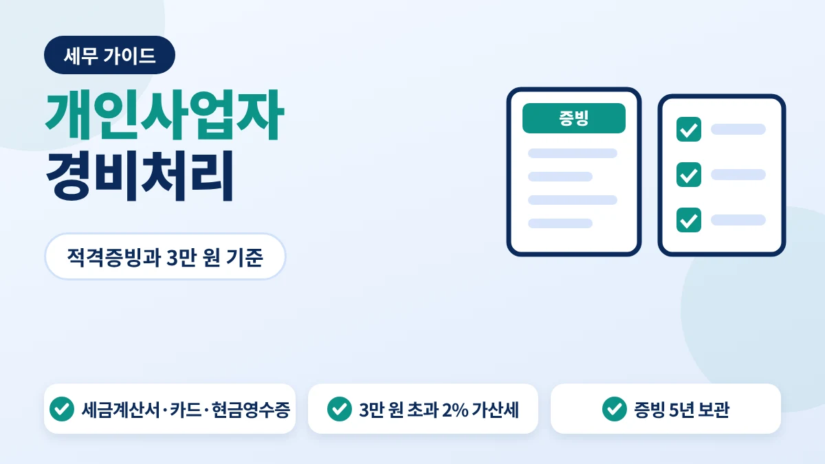 개인사업자 경비처리 적격증빙 종류와 3만 원 기준 안내 이미지