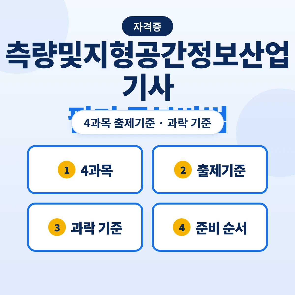 측량및지형공간정보산업기사 필기 공부방법: 4과목 출제기준 12개 주요항목·과락 기준과 준비 순서