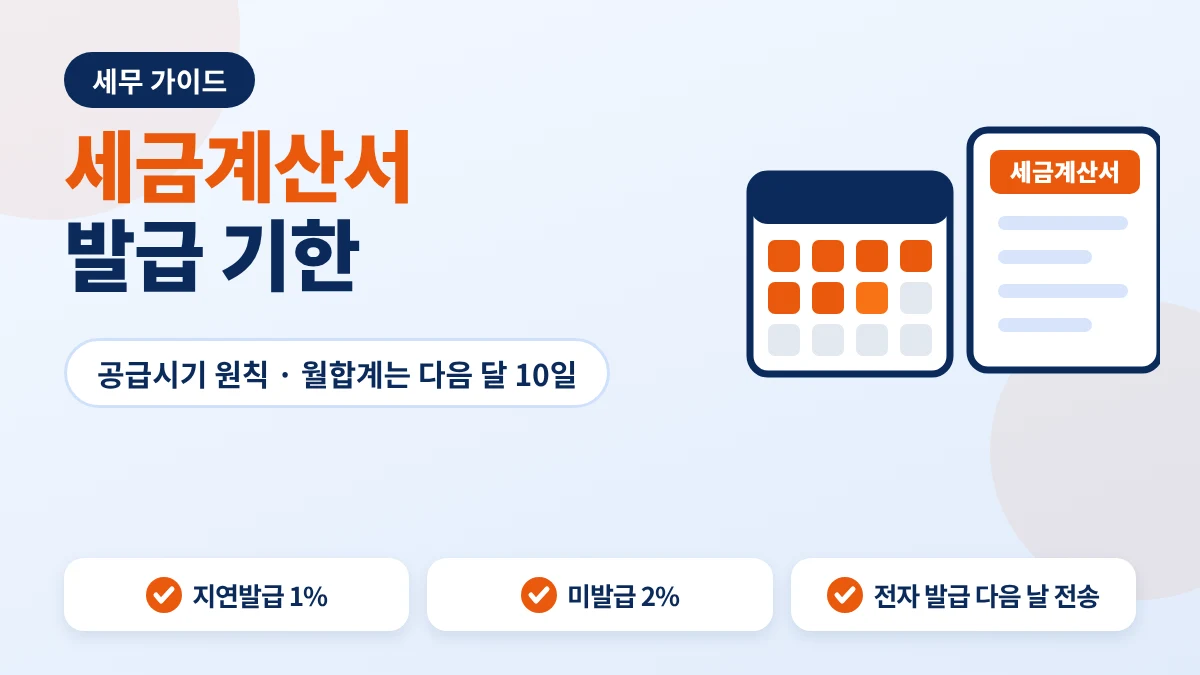 세금계산서 발급 기한과 가산세 안내 이미지