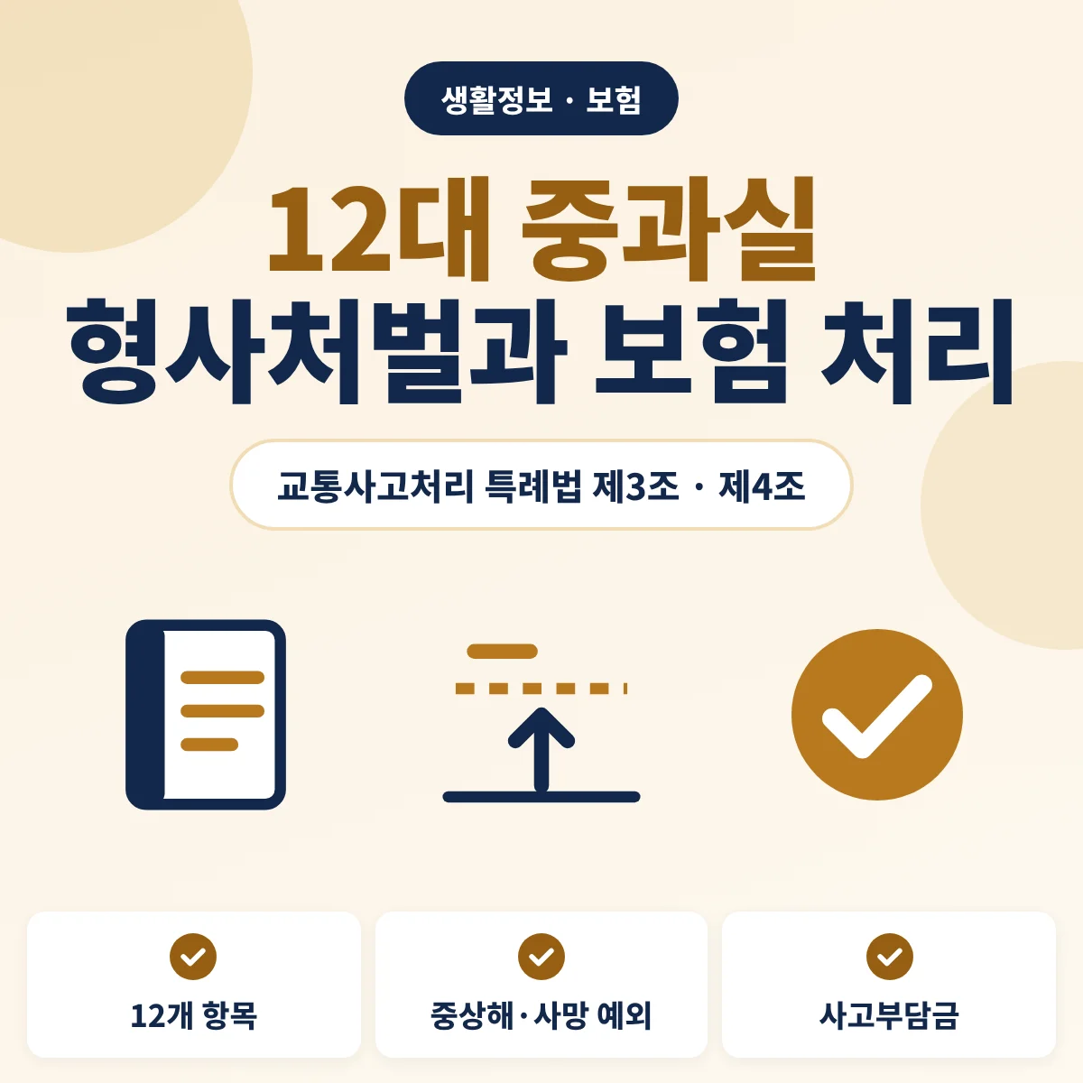 12대 중과실 교통사고의 형사처벌과 보험 처리 기준을 정리한 안내 이미지